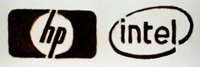 Logo HP & Intel, dessin sur sable